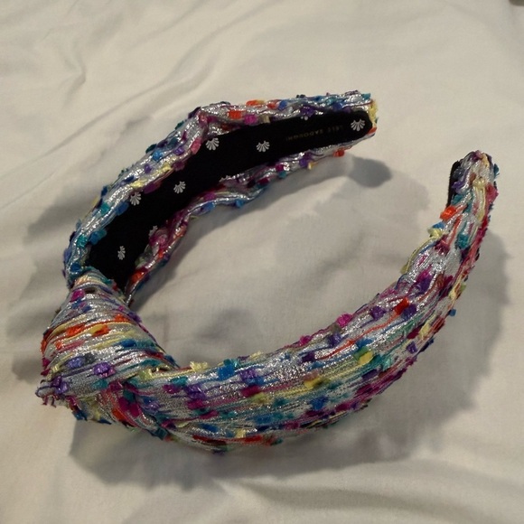 NWOT Lele Sadoughi Silver Metallic Rainbow Confetti Knotted Headband main image 9
